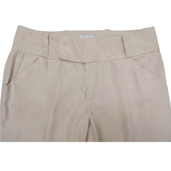 OLD NAVY Vintage Linen Pants Sz 8 Khaki Lightweight Trousers Low Waist Full Leg - Picture 5 of 7